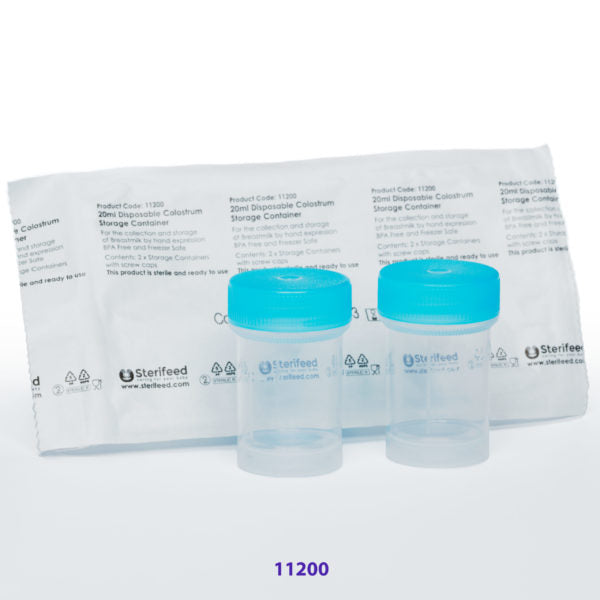 Sterifeed 20ml disposable Colostrum Container - Sterile (2 pack)