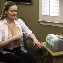 Load image into Gallery viewer, Ameda Platinum BreastPump In Use by breastfeeding mom
